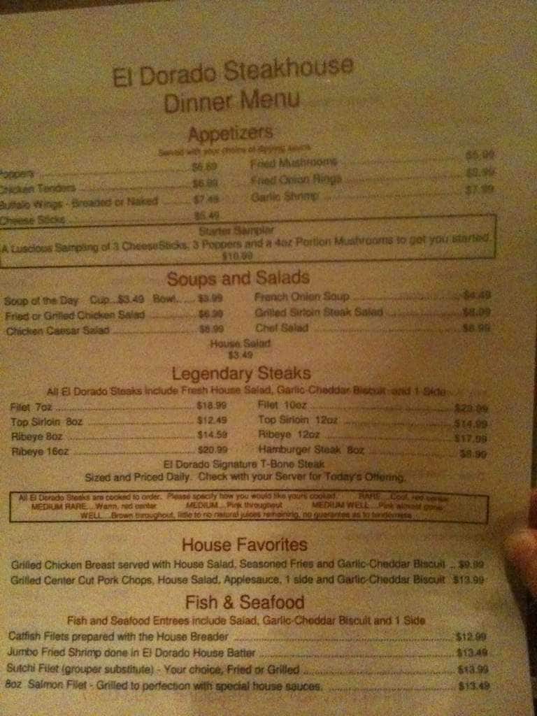 Eldorado Steakhouse Menu, Menu for Eldorado Steakhouse, Headland
