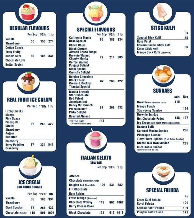 Menu of Giani, Nerul, Navi Mumbai