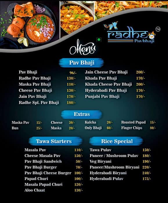 Menu of Radhe Pavbhaji, Ulhasnagar, Thane