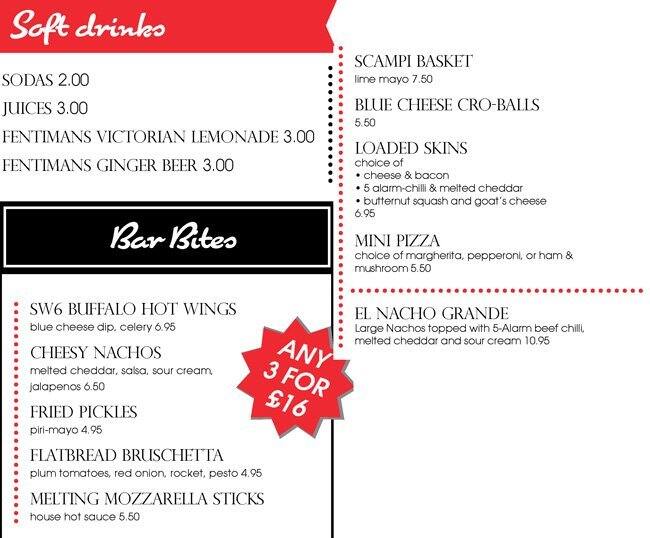 Menu at Frankie's Sports Bar & Grill, London