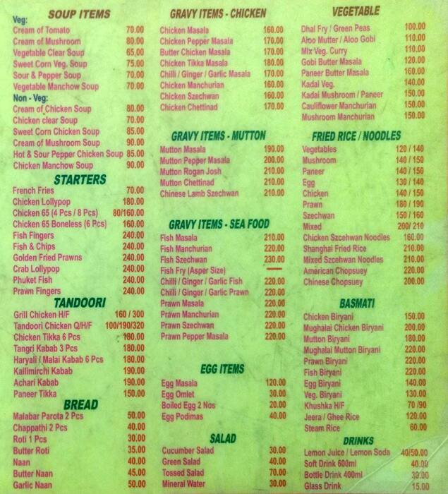 Menu at Hyderabadi Biryani Corner, Chennai, +PGG