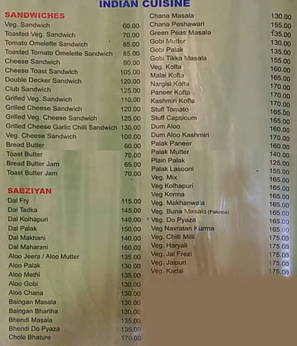 Panchami Pure Veg menu