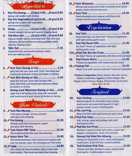 Sala Thai Menu, Menu for Sala Thai, Alta Vista, Ottawa - Urbanspoon/Zomato