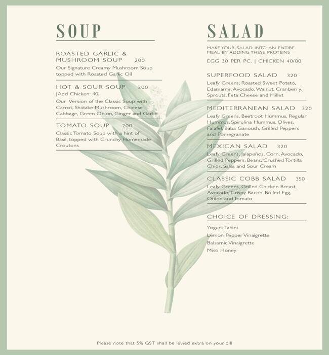 Terra Gourmet menu
