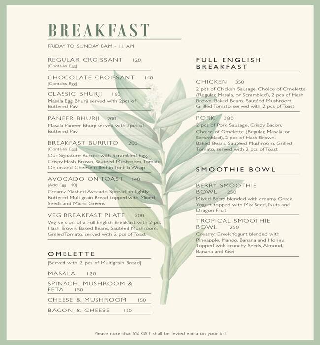 Terra Gourmet menu