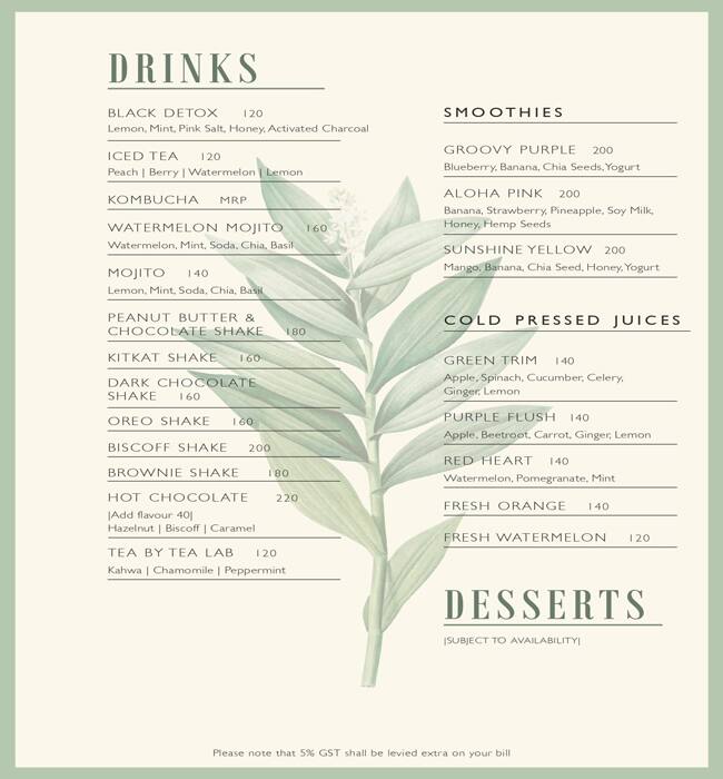 Terra Gourmet menu