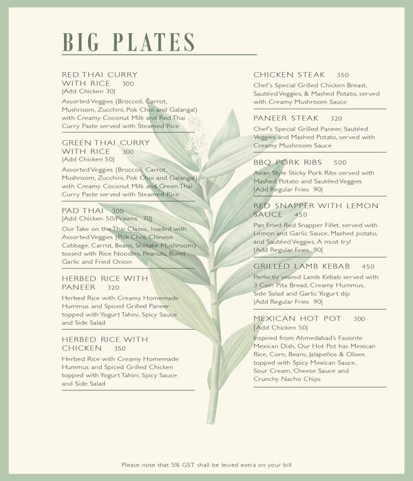 Terra Gourmet menu