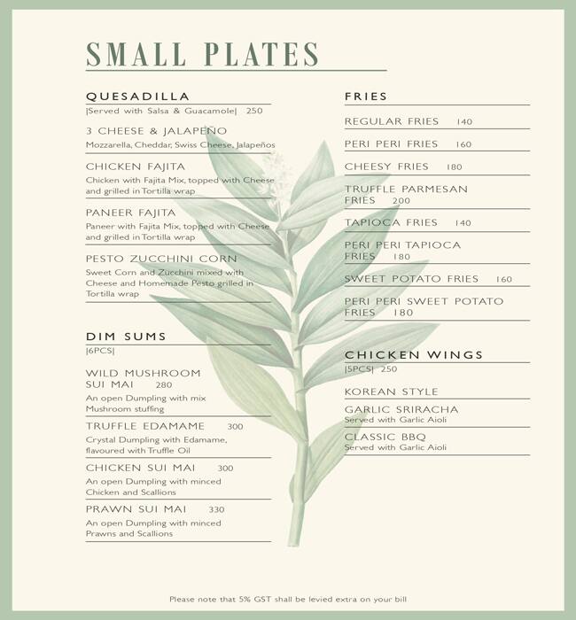 Terra Gourmet menu