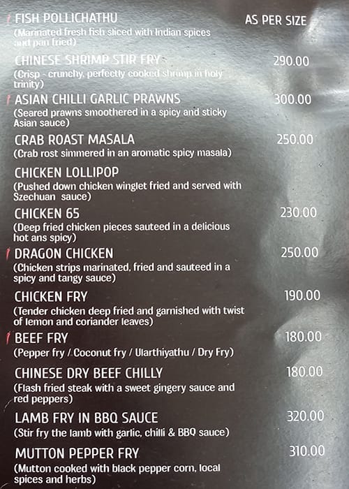 Menu of Hotel Libra, Kumarapuram, Trivandrum