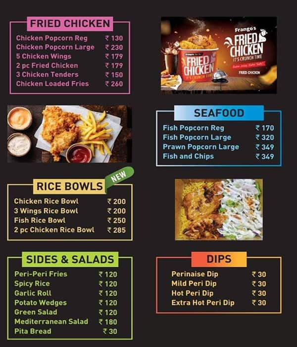 Frangos menu on sale