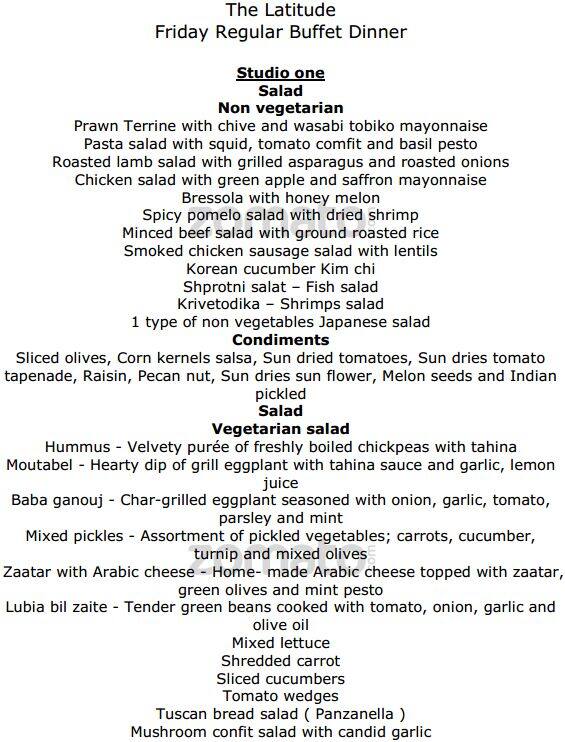 Latitude Jumeirah Beach Hotel Menu Zomato