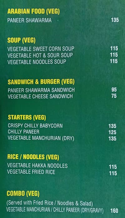 Ar Han Thai menu