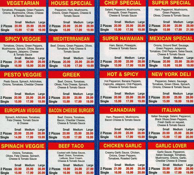 Carta de Pizza Factory