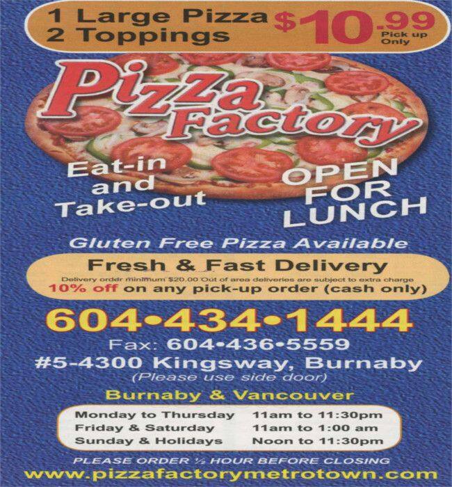 Carta de Pizza Factory