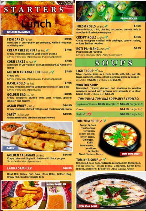 Lanna Thai Menu Menu For Lanna Thai Willow Glen San Jose