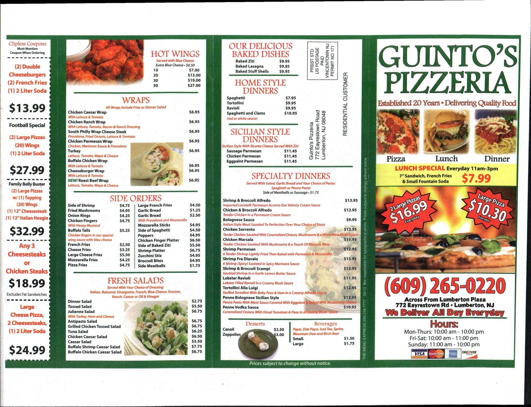 Guinto's Pizzeria меню.