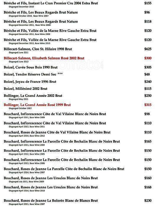 Bar Vivant меню