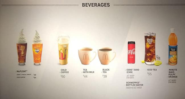 McDonald's menu