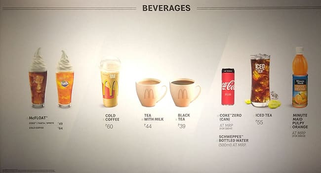McDonald's menu