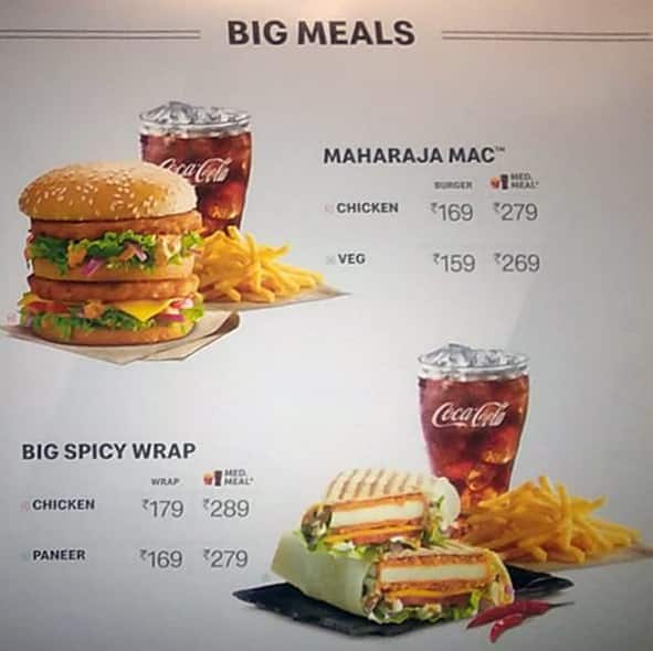 McDonald's menu
