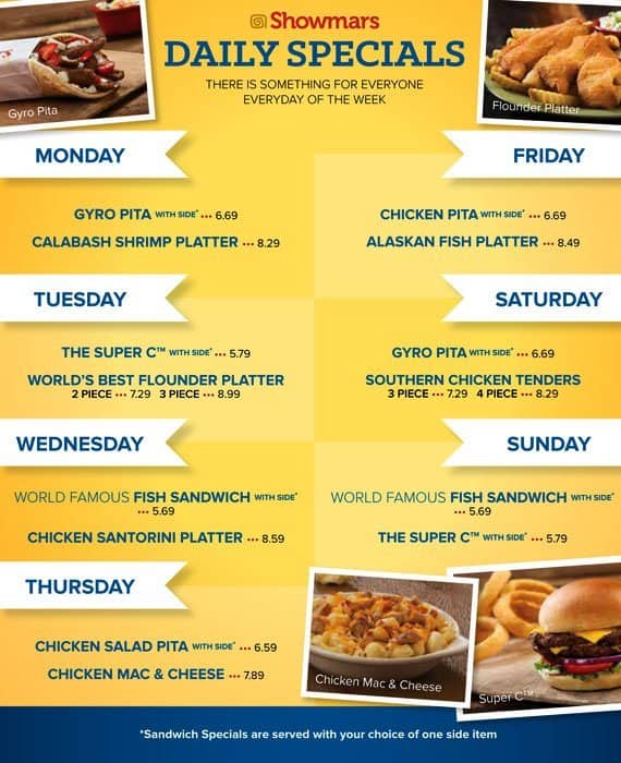 Menu at Showmars restaurant, Mint Hill, MatthewsMint Hill Rd