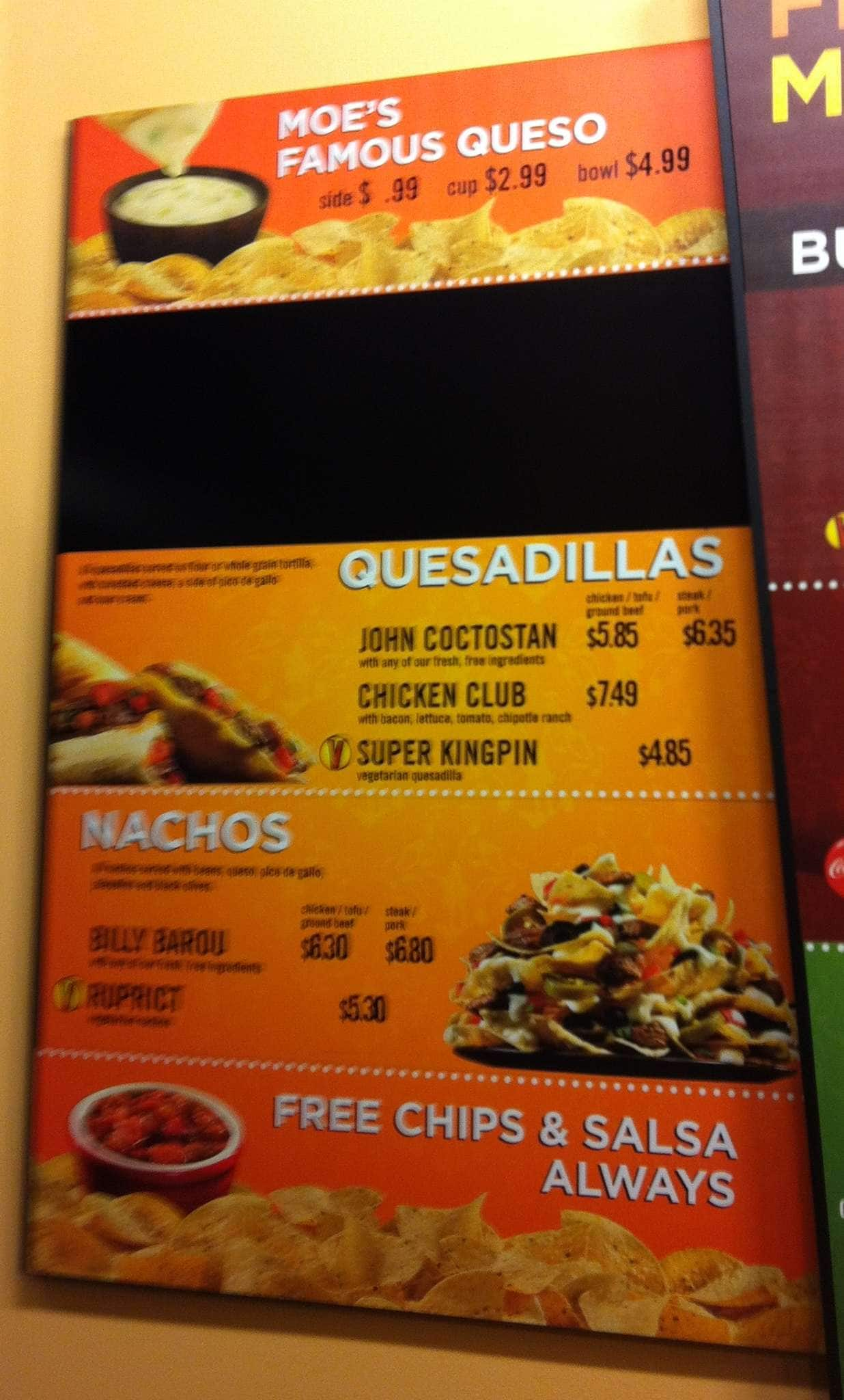 Moes Southwest Grill Menu Urbanspoonzomato 8913