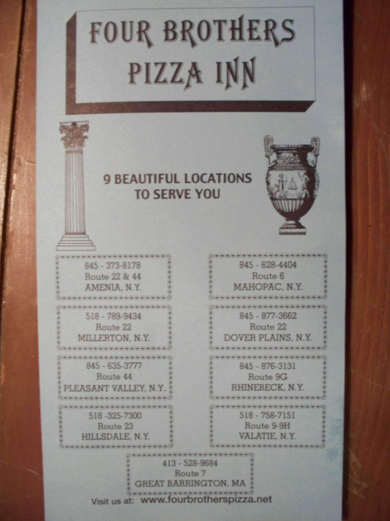 Four Brothers Pizza Inn Menu, Menu for Four Brothers Pizza Inn, Great