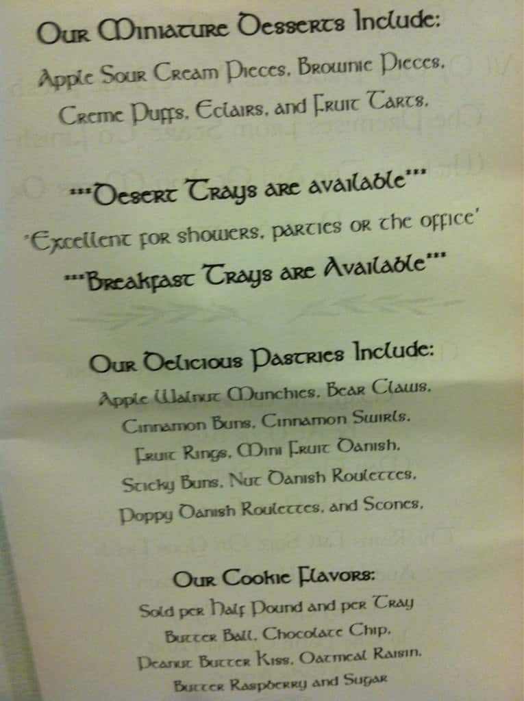 Great Temptations menu