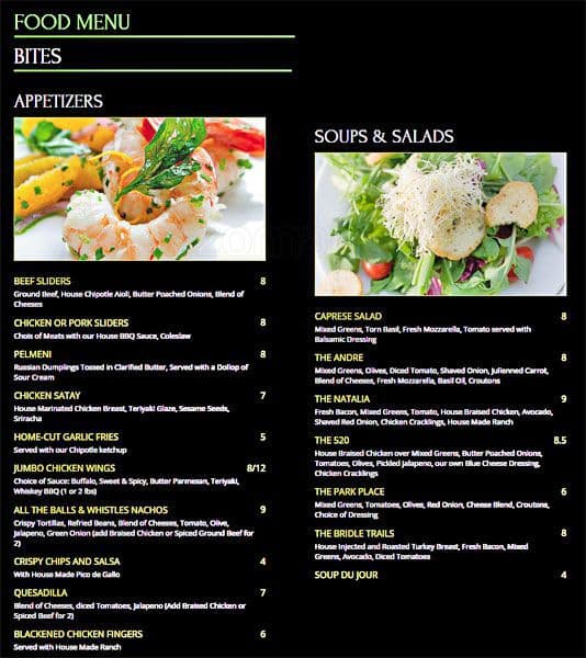Balls & Whistles Menu, Menu for Balls & Whistles, Kirkland, Kirkland