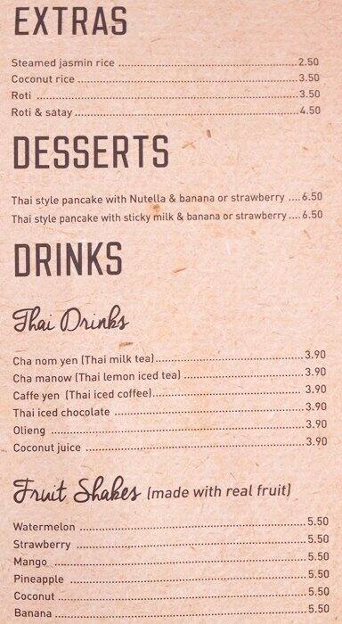 Menu at Issan Thai Street Food, Footscray, 10 Droop St