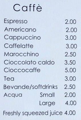 Gelato Simply Italian menu