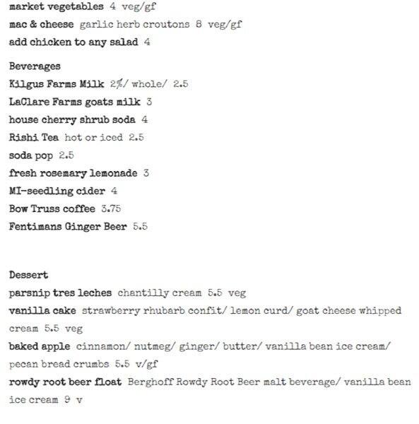 Menu at Range pub & bar, Chicago