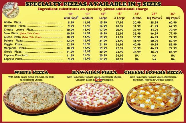 Menu at Big Mama's and Papa's Pizzeria, Pasadena - Big Mama's & Papa's Pizzeria - Pasadena