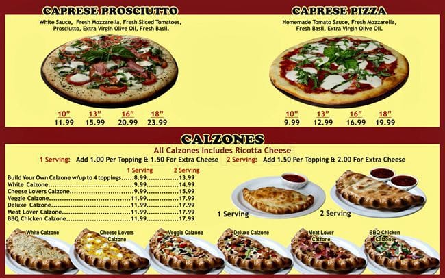 Menu at Big Mama's and Papa's Pizzeria, Pasadena