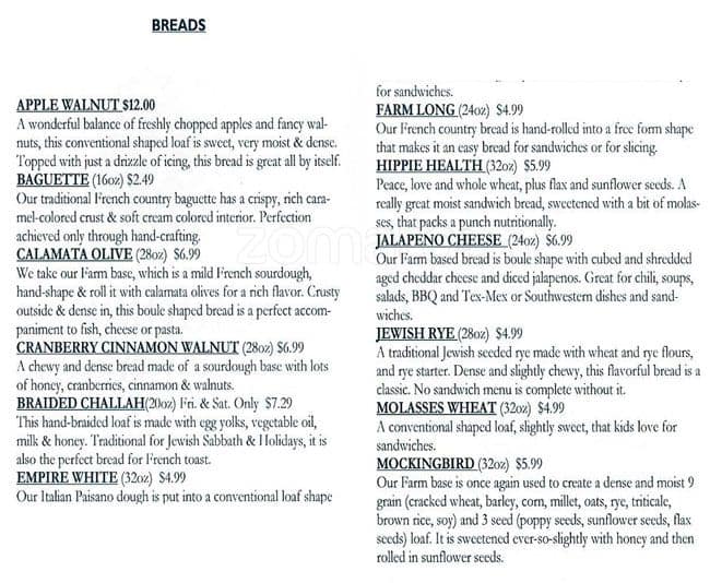 Empire Baking Menu, Menu for Empire Baking, Northeast Dallas, Dallas Urbanspoon/Zomato