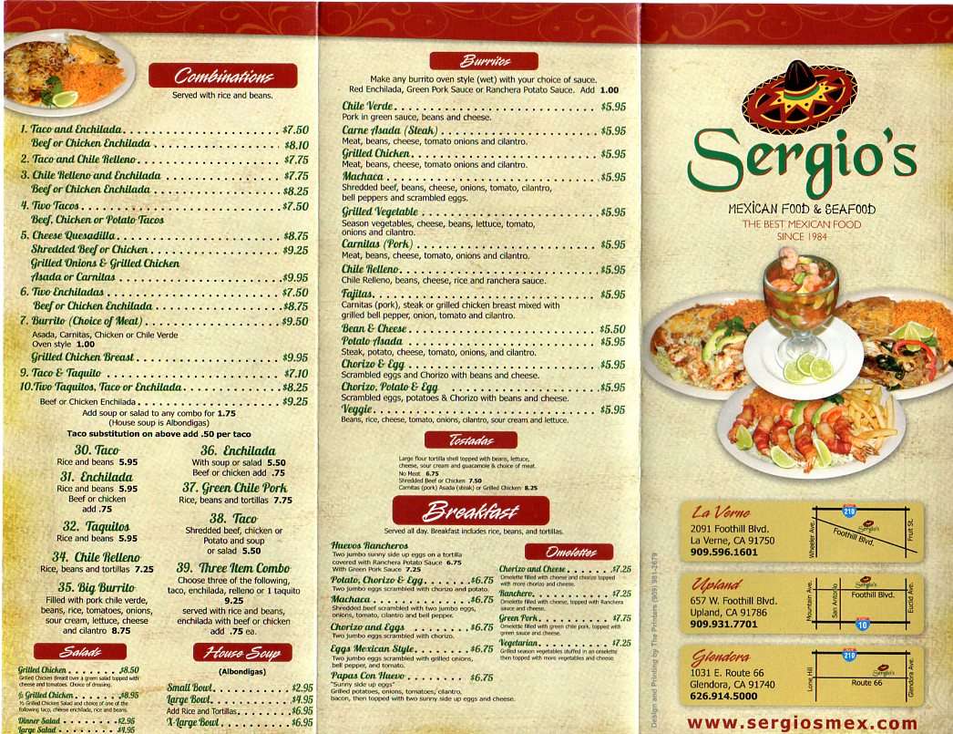 Sergio s Mexican Food Seafood Menu Urbanspoon Zomato