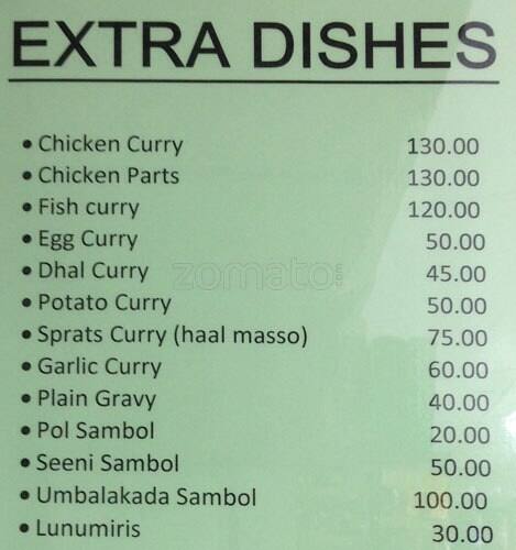 Beaumound Hotel menu