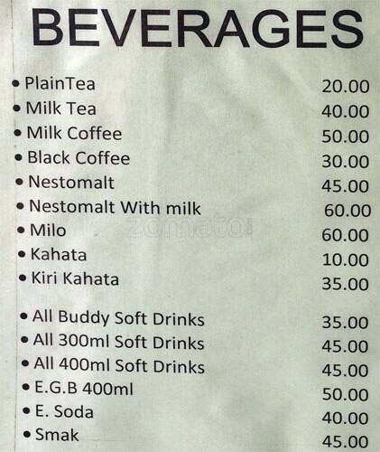 Beaumound Hotel menu