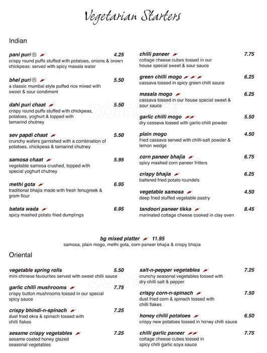Blue Ginger Bar & Restaurant Menu Zomato UK