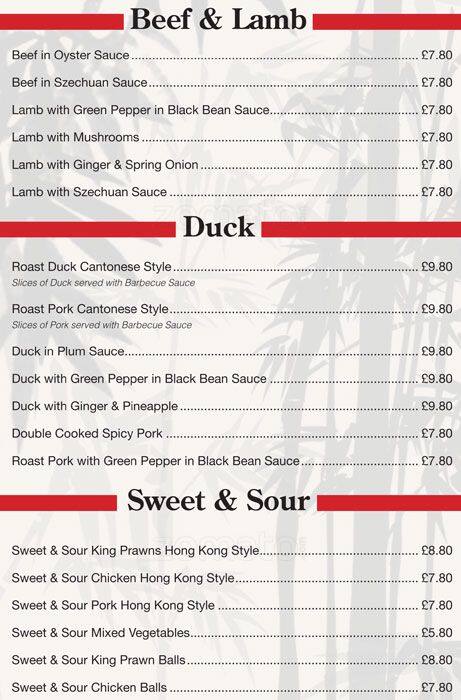 Ming Chinese Restaurant menu
