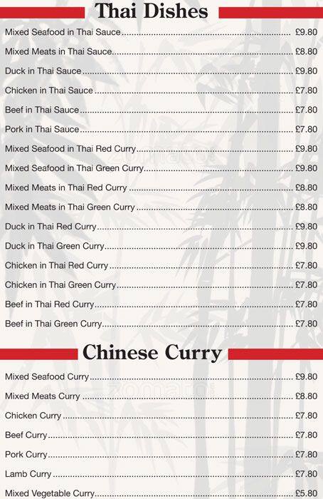 Ming Chinese Restaurant menu