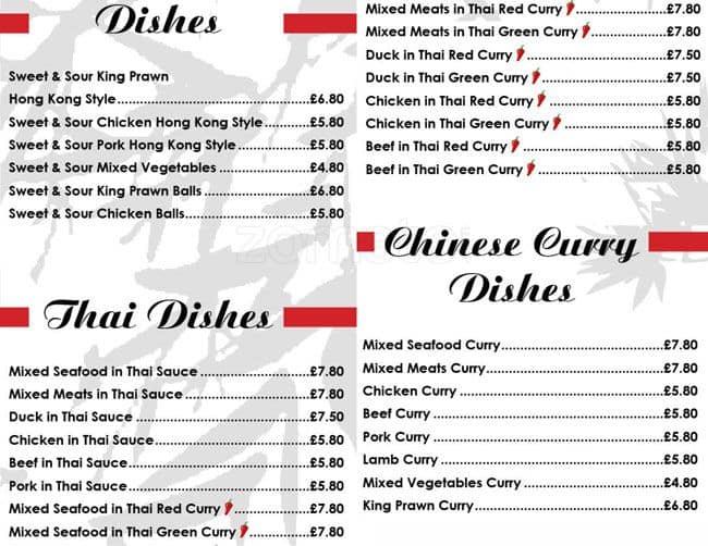 Ming Chinese Restaurant menu