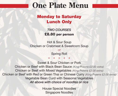Ming Chinese Restaurant menu