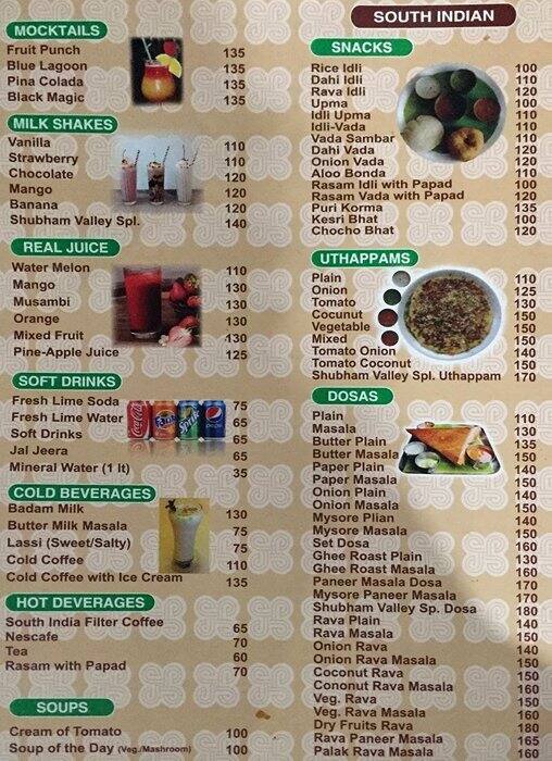 Shubham Valley Menu, Menu for Shubham Valley, Sector 10, Dwarka, New ...