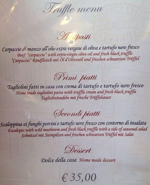 Menu di La Scala 
