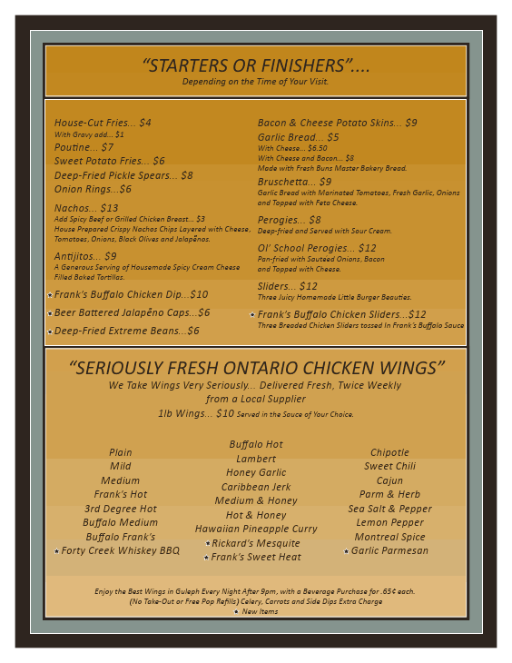 Menu at R U Serious fast food, Guelph