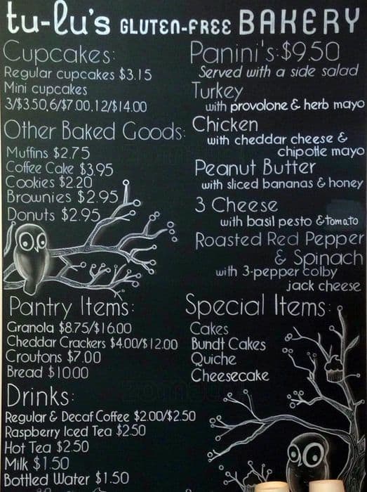 Tu Lu S Gluten Free Bakery Menu