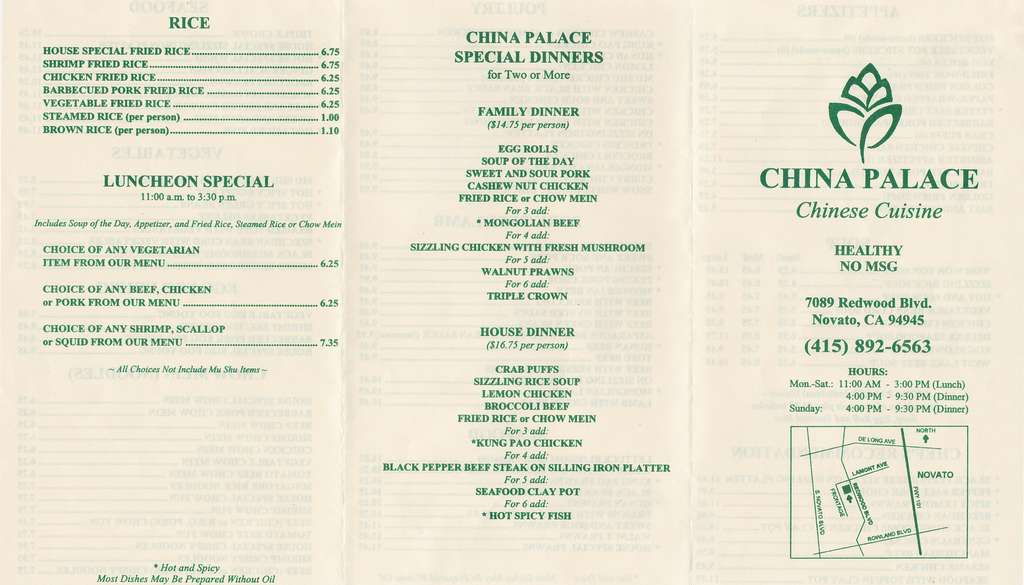 China Palace Menu Menu Untuk China Palace Novato Novato