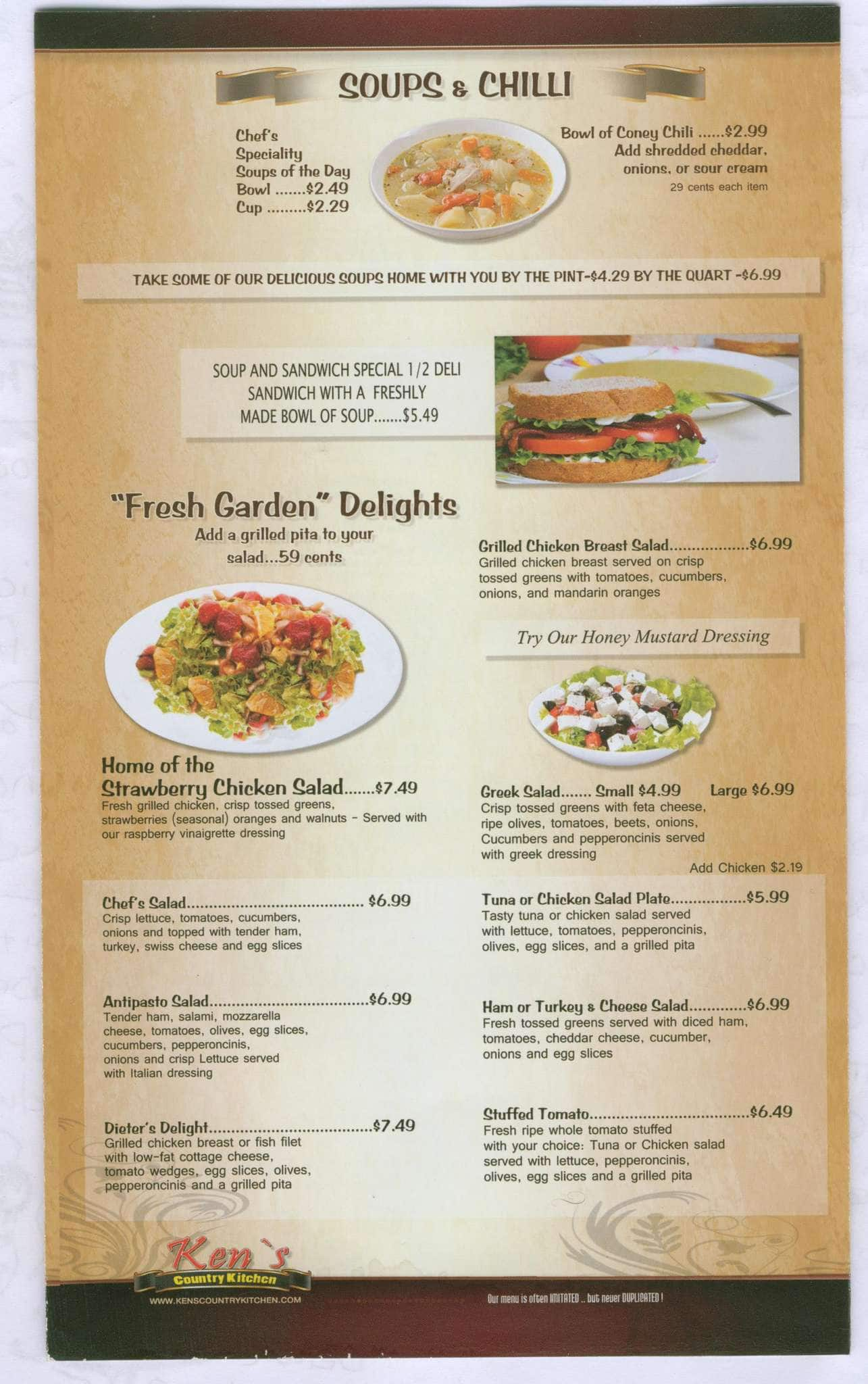 Menu At Kens Country Kitchen Restaurant