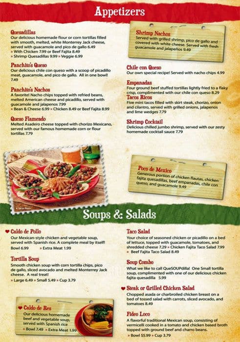 Panchito's Menu, Menu for Panchito's, West Side, San Antonio ...